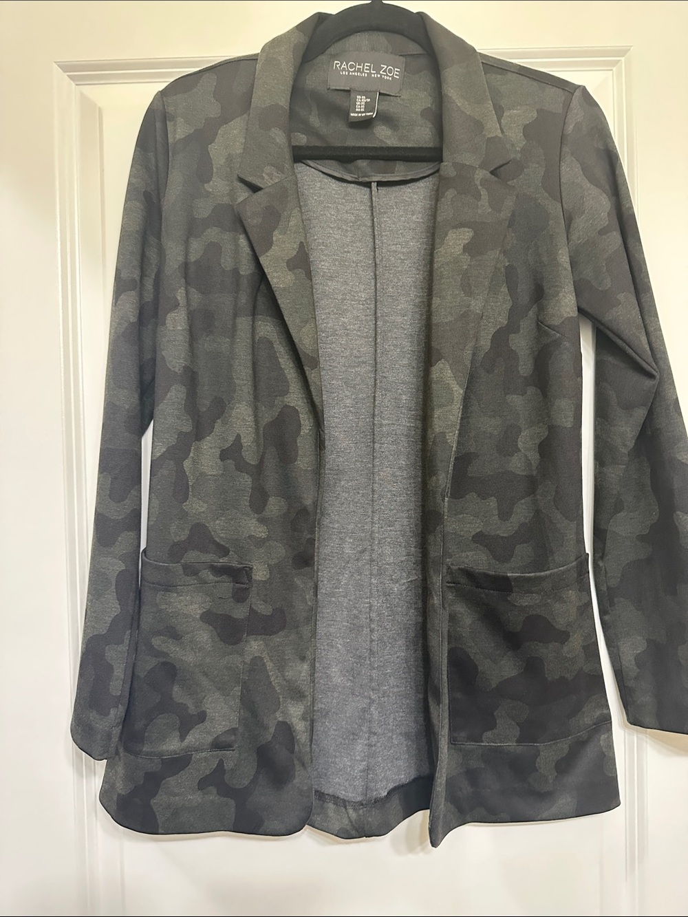 Rachel Zoe Olive & Gray Camouflage Open Blazer size XS - Picture 2 of 4